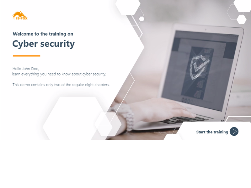 Preview image of the start page of an e-learning course on cyber security
