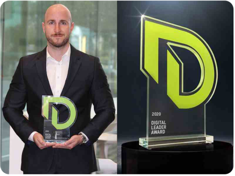 Diese Bild zeigt den CISO von Lanxess mit dem Digital Leader Award