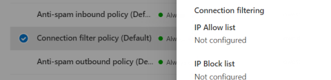 Connection filter policy Whitelisting
