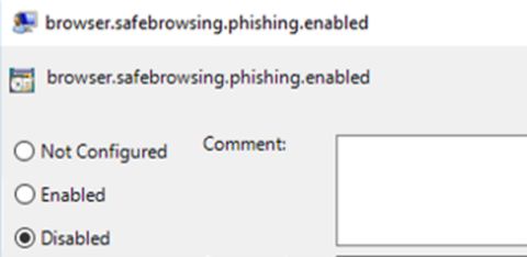Firefox phishing policy whitelisting