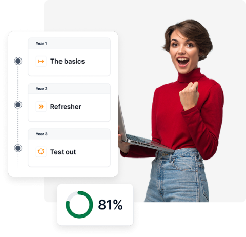 Compliance training for employees graphic woman with laptop