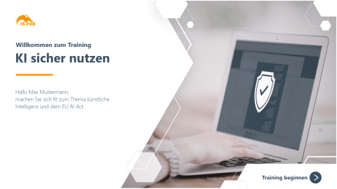 Einblick ins EU AI Act E-Learning von IS-FOX, Willkommen zum Training