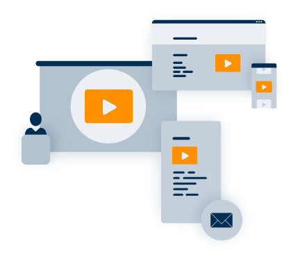 Illustration Inhalte unserer Trainings, Videos, Text, Übungen, Contents of our trainings, videos, text, exercises