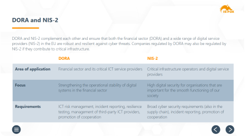 Screenshot DORA E-Learning IS-FOX, DORA regulation