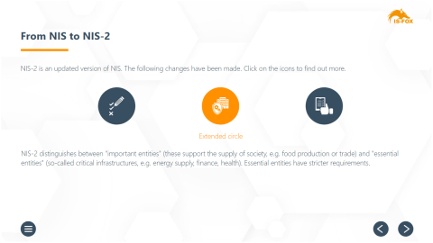 Screenshot from the NIS-2 e-learning from IS-FOX, NIS-2 directive