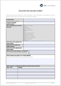Screenshot template for incident documentation 