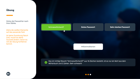Übung Passwörter nach Stärke zuordnen E-Learning IS-FOX