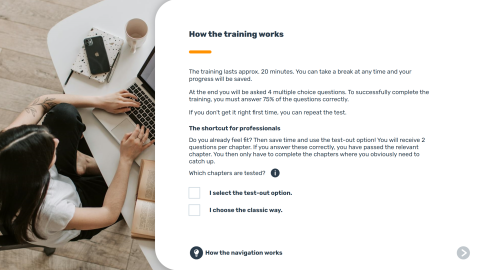 Screenshot Master 7, IS-FOX e-learning, how the training works