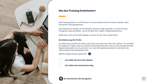 Screenshot Master 7, wie das Training funktioniert