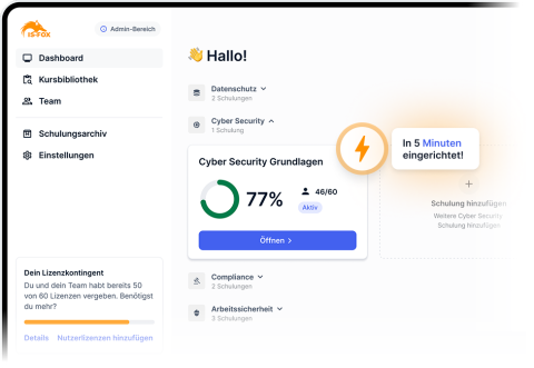 Dashboard der IS-FOX Schulungsplattform