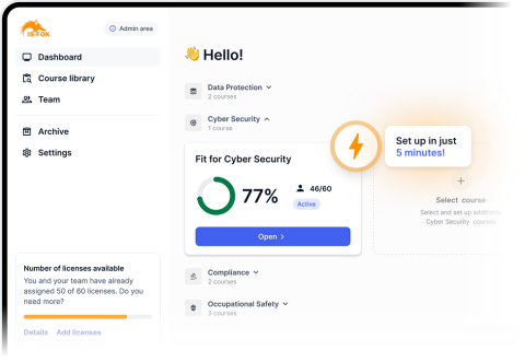 Dashboard of IS-FOX training platform