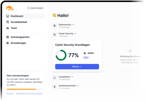 IS-FOX Schulungsplattform Admin-Dashboard