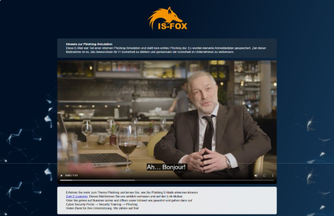 Phishing Auflöseseite mit professionell gedrehtem Video