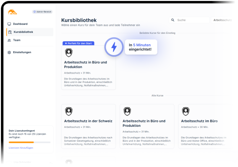 Schulungsplattform Kursbibliothek Arbeitssicherheit